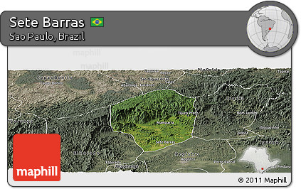 Satellite Panoramic Map of Sete Barras, semi-desaturated