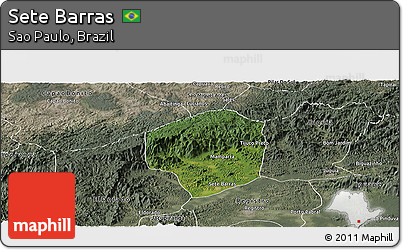 Satellite Panoramic Map of Sete Barras, semi-desaturated