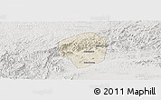 Shaded Relief Panoramic Map of Sete Barras, lighten, semi-desaturated
