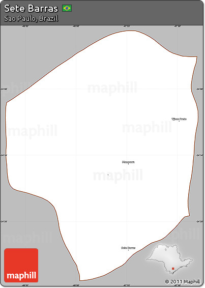 Gray Simple Map of Sete Barras, cropped outside