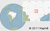 Savanna Style Location Map of Tupa, highlighted country, hill shading