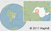 Savanna Style Location Map of Tupa, highlighted parent region, hill shading
