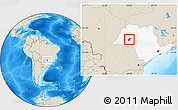 Shaded Relief Location Map of Tupa, highlighted parent region