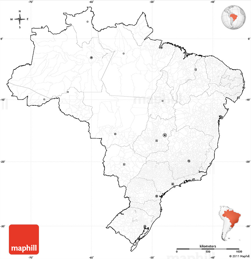 Blank Simple Map Of Brazil Cropped Outside No Labels