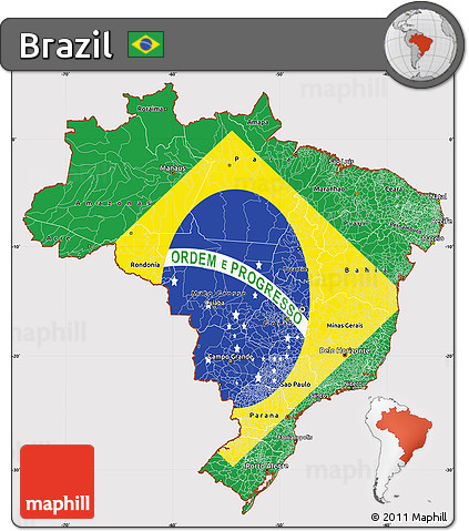 Flag Simple Map of Brazil
