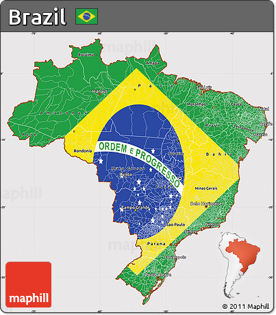 Flag Simple Map of Brazil