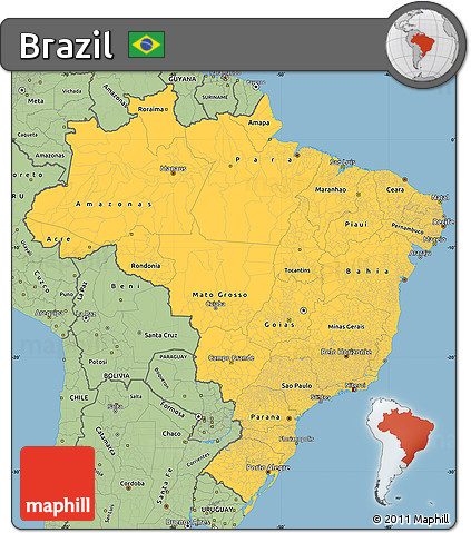 Savanna Style Simple Map of Brazil
