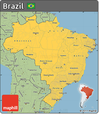 Savanna Style Simple Map of Brazil
