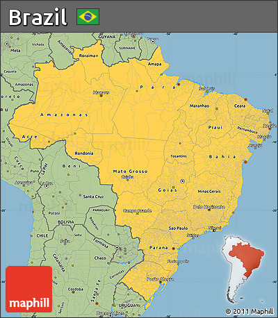 Savanna Style Simple Map of Brazil