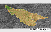 Satellite Panoramic Map of Duere, darken, desaturated