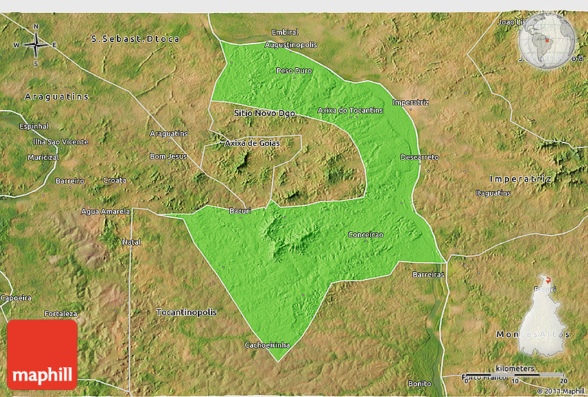 Itaguatins Tocantins fonte: maps.maphill.com