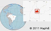 Gray Location Map of Lizarda, highlighted country, hill shading