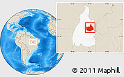Shaded Relief Location Map of Lizarda, highlighted parent region