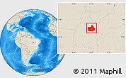 Shaded Relief Location Map of Lizarda