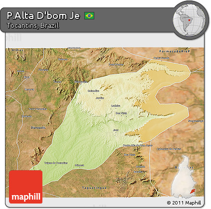 Physical 3D Map of P.Alta D'bom Je, satellite outside