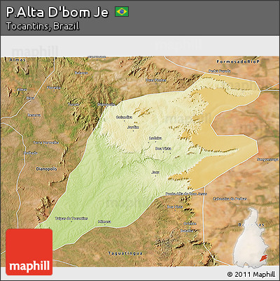 Physical 3D Map of P.Alta D'bom Je, satellite outside