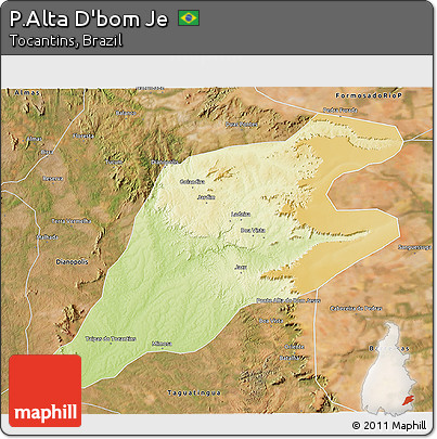 Physical 3D Map of P.Alta D'bom Je, satellite outside