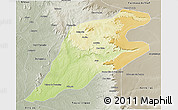 Physical 3D Map of P.Alta D'bom Je, semi-desaturated