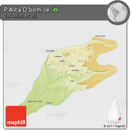 Physical 3D Map of P.Alta D'bom Je, single color outside