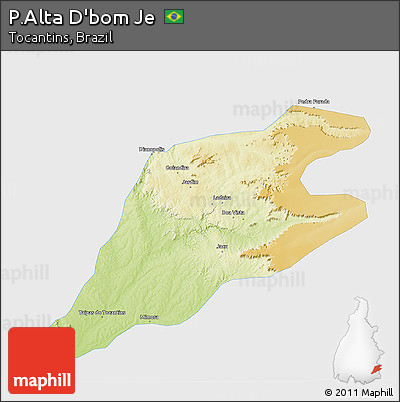 Physical 3D Map of P.Alta D'bom Je, single color outside