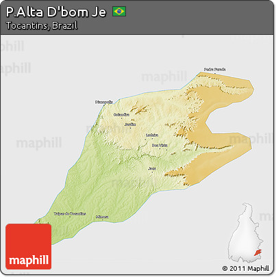 Physical 3D Map of P.Alta D'bom Je, single color outside