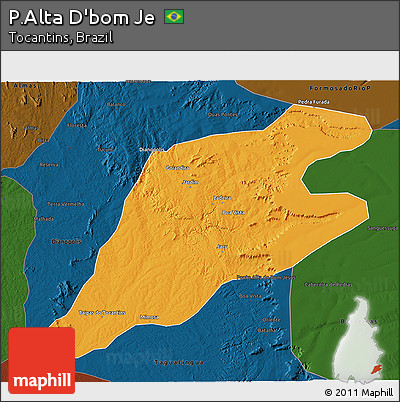 Political 3D Map of P.Alta D'bom Je, darken