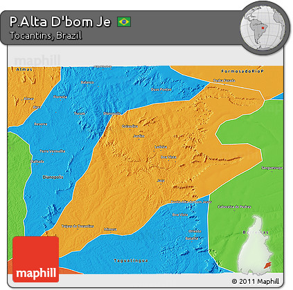 Political 3D Map of P.Alta D'bom Je