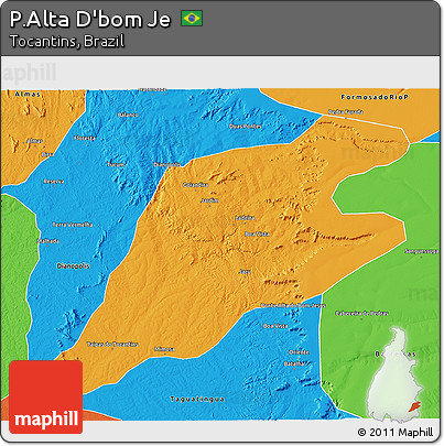 Political 3D Map of P.Alta D'bom Je