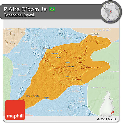 Political 3D Map of P.Alta D'bom Je, lighten