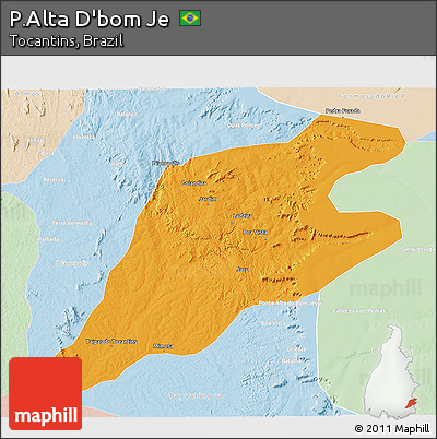 Political 3D Map of P.Alta D'bom Je, lighten