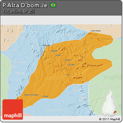 Political 3D Map of P.Alta D'bom Je, lighten