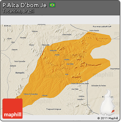 Political 3D Map of P.Alta D'bom Je, shaded relief outside