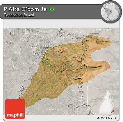 Satellite 3D Map of P.Alta D'bom Je, lighten, semi-desaturated