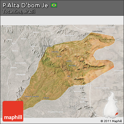 Satellite 3D Map of P.Alta D'bom Je, lighten, semi-desaturated