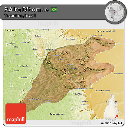 Satellite 3D Map of P.Alta D'bom Je, physical outside