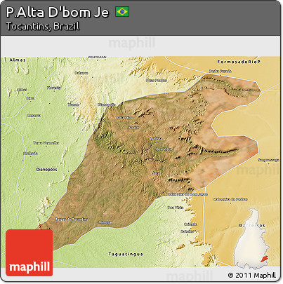 Satellite 3D Map of P.Alta D'bom Je, physical outside