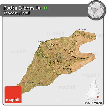 Satellite 3D Map of P.Alta D'bom Je, single color outside