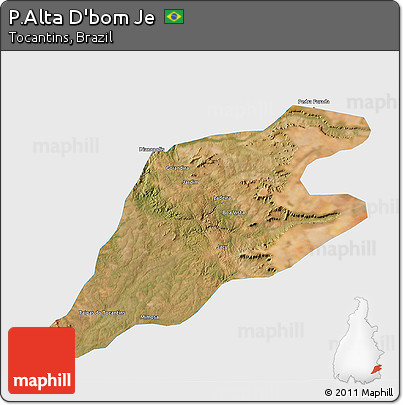 Satellite 3D Map of P.Alta D'bom Je, single color outside