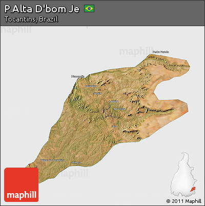 Satellite 3D Map of P.Alta D'bom Je, single color outside