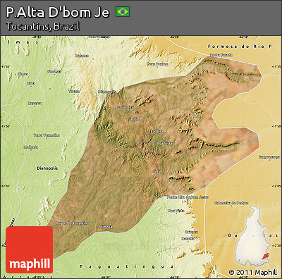 Satellite Map of P.Alta D'bom Je, physical outside