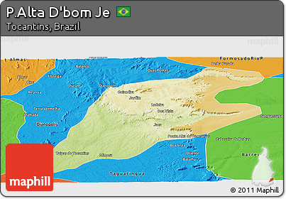 Physical Panoramic Map of P.Alta D'bom Je, political outside