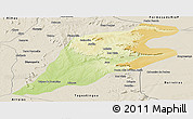 Physical Panoramic Map of P.Alta D'bom Je, shaded relief outside