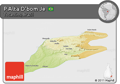 Physical Panoramic Map of P.Alta D'bom Je, single color outside