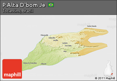 Physical Panoramic Map of P.Alta D'bom Je, single color outside