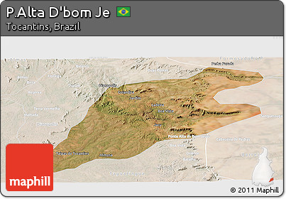 Satellite Panoramic Map of P.Alta D'bom Je, lighten