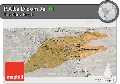 Satellite Panoramic Map of P.Alta D'bom Je, lighten, semi-desaturated