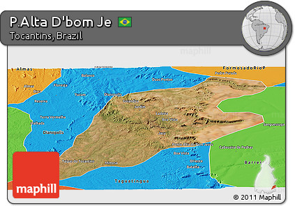 Satellite Panoramic Map of P.Alta D'bom Je, political outside