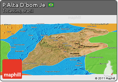 Satellite Panoramic Map of P.Alta D'bom Je, political outside