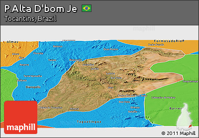 Satellite Panoramic Map of P.Alta D'bom Je, political outside