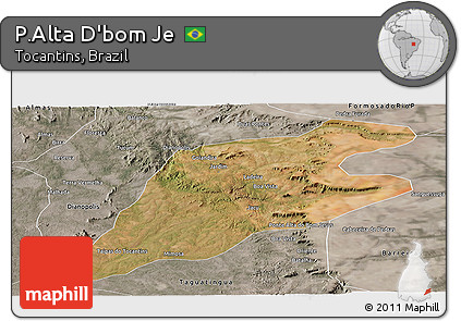 Satellite Panoramic Map of P.Alta D'bom Je, semi-desaturated